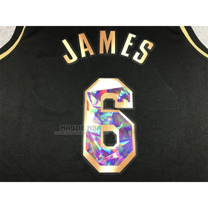 Maglia
 Lebron James NO 6 Los Angeles Lakers Golden Edition 2021-22 Nero
